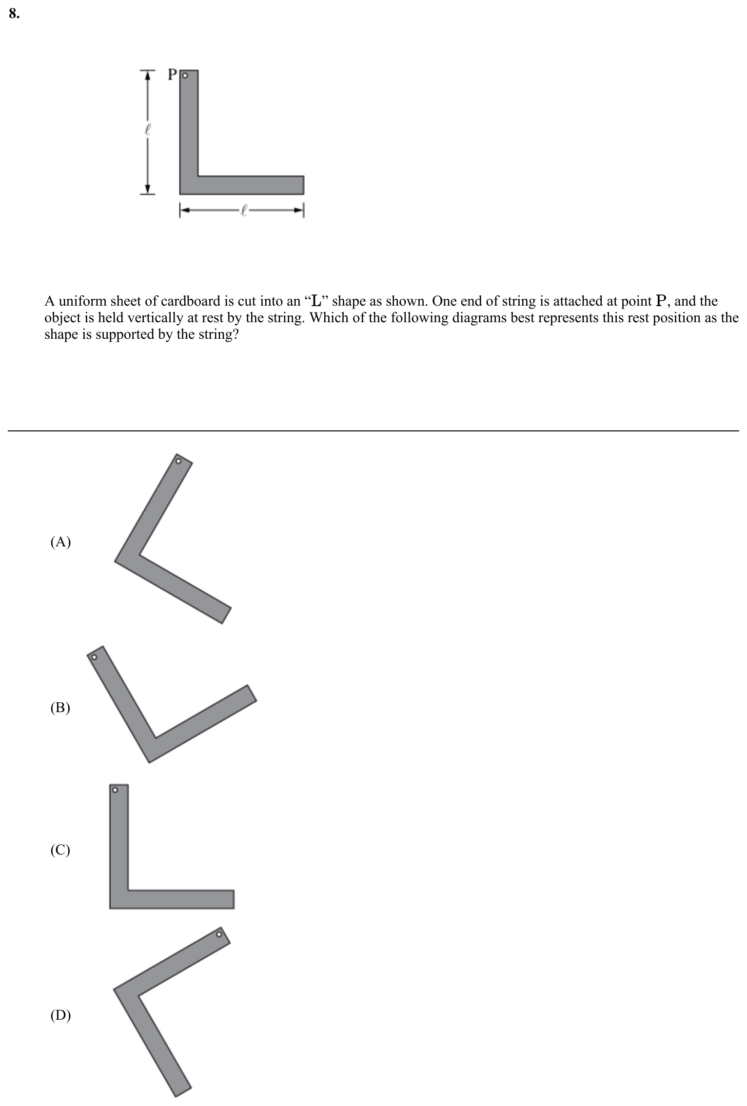 Question 8 exact exam item, including figure and choices