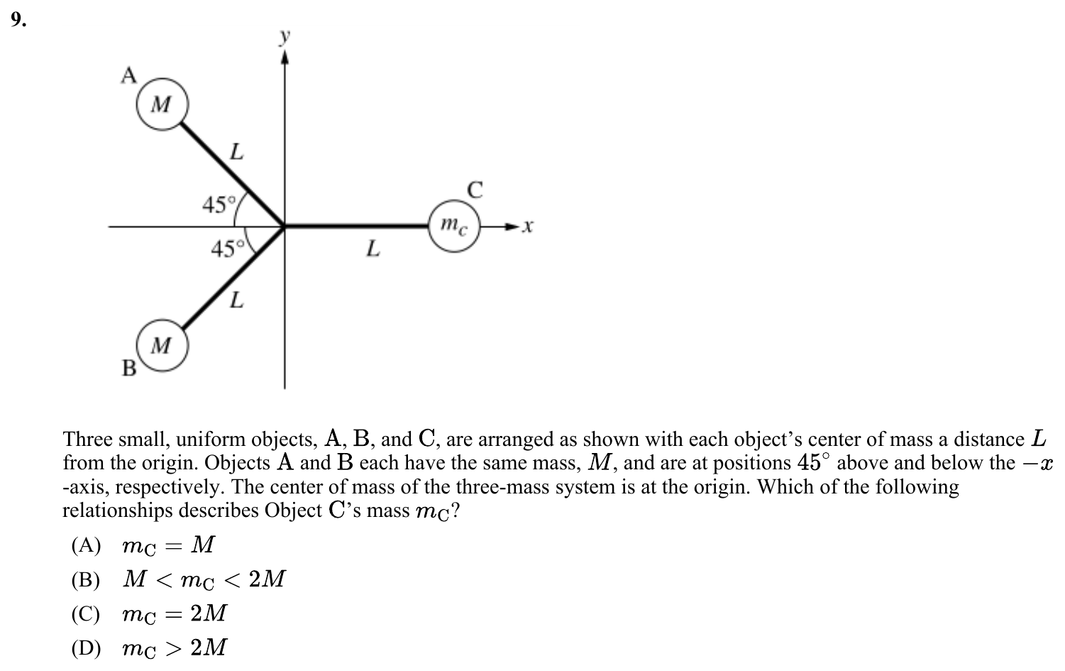 Question 9 exact exam item, including figure and choices