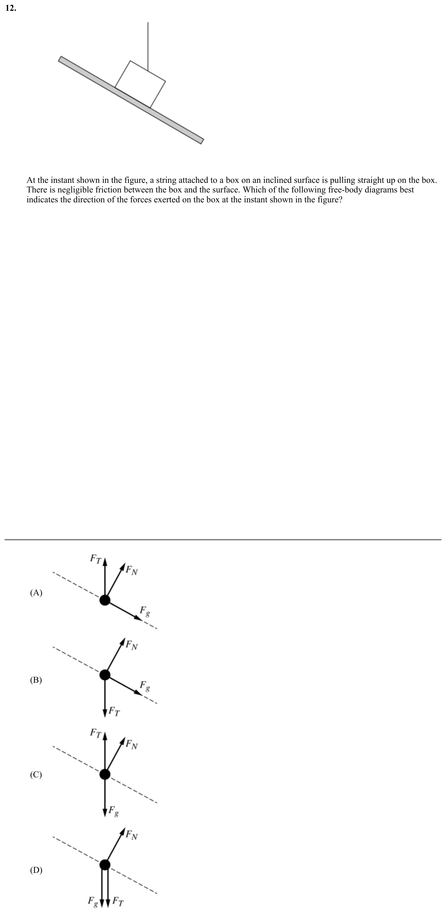 Question 12 exact exam item, including figure and choices