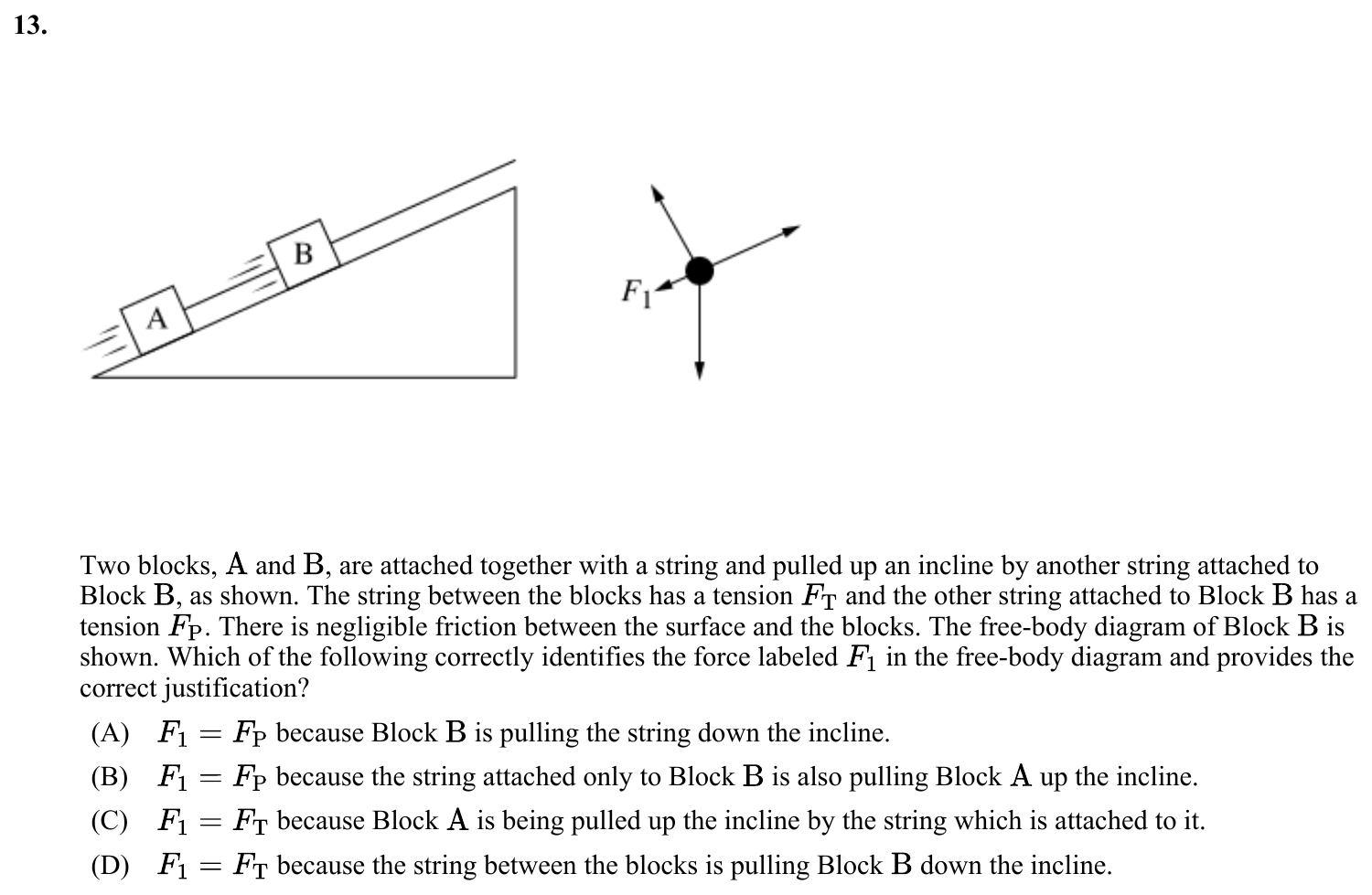Question 13 exact exam item, including figure and choices