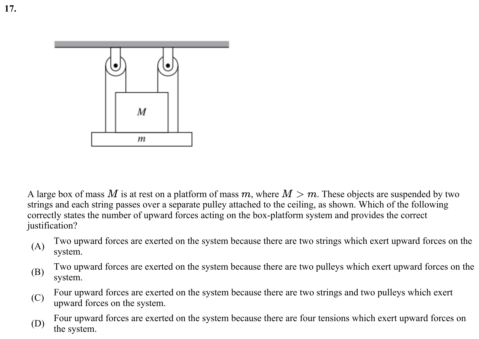 Question 17 exact exam item, including figure and choices