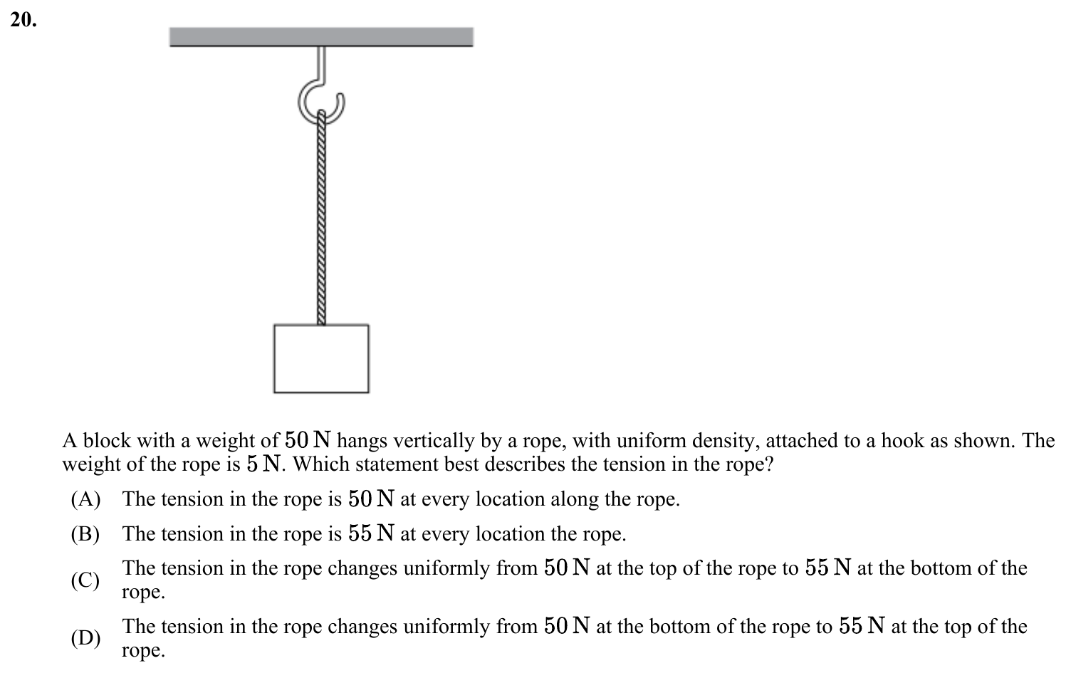 Question 20 exact exam item, including figure and choices
