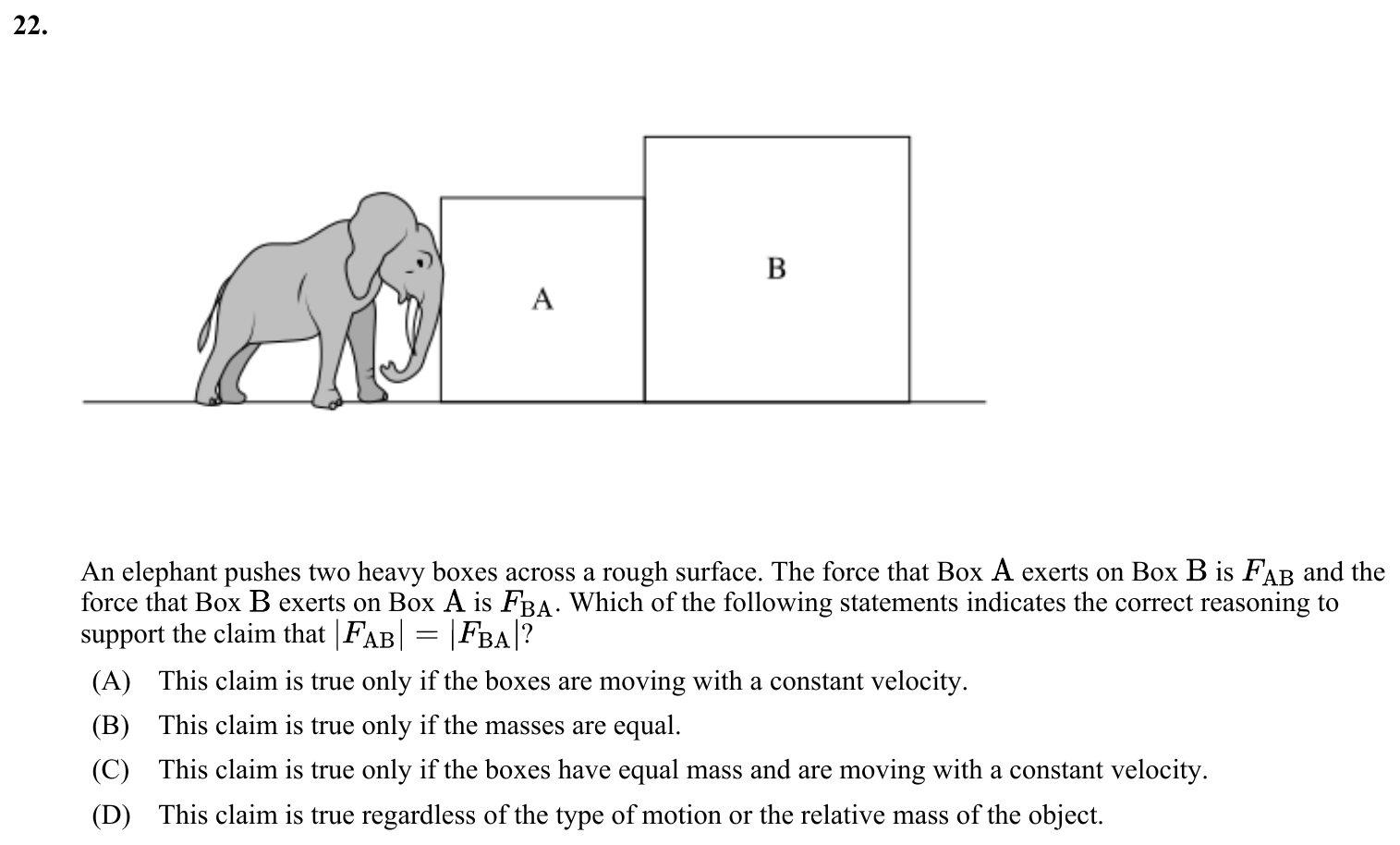 Question 22 exact exam item, including figure and choices