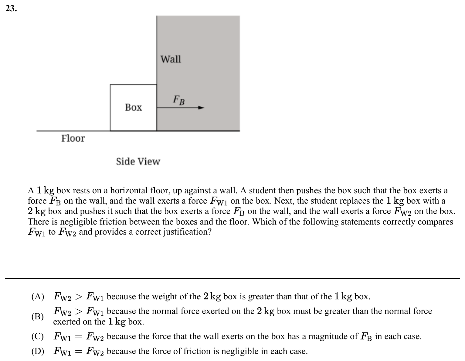 Question 23 exact exam item, including figure and choices