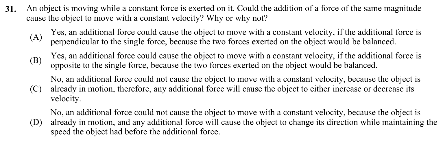Question 31 exact exam item, including figure and choices