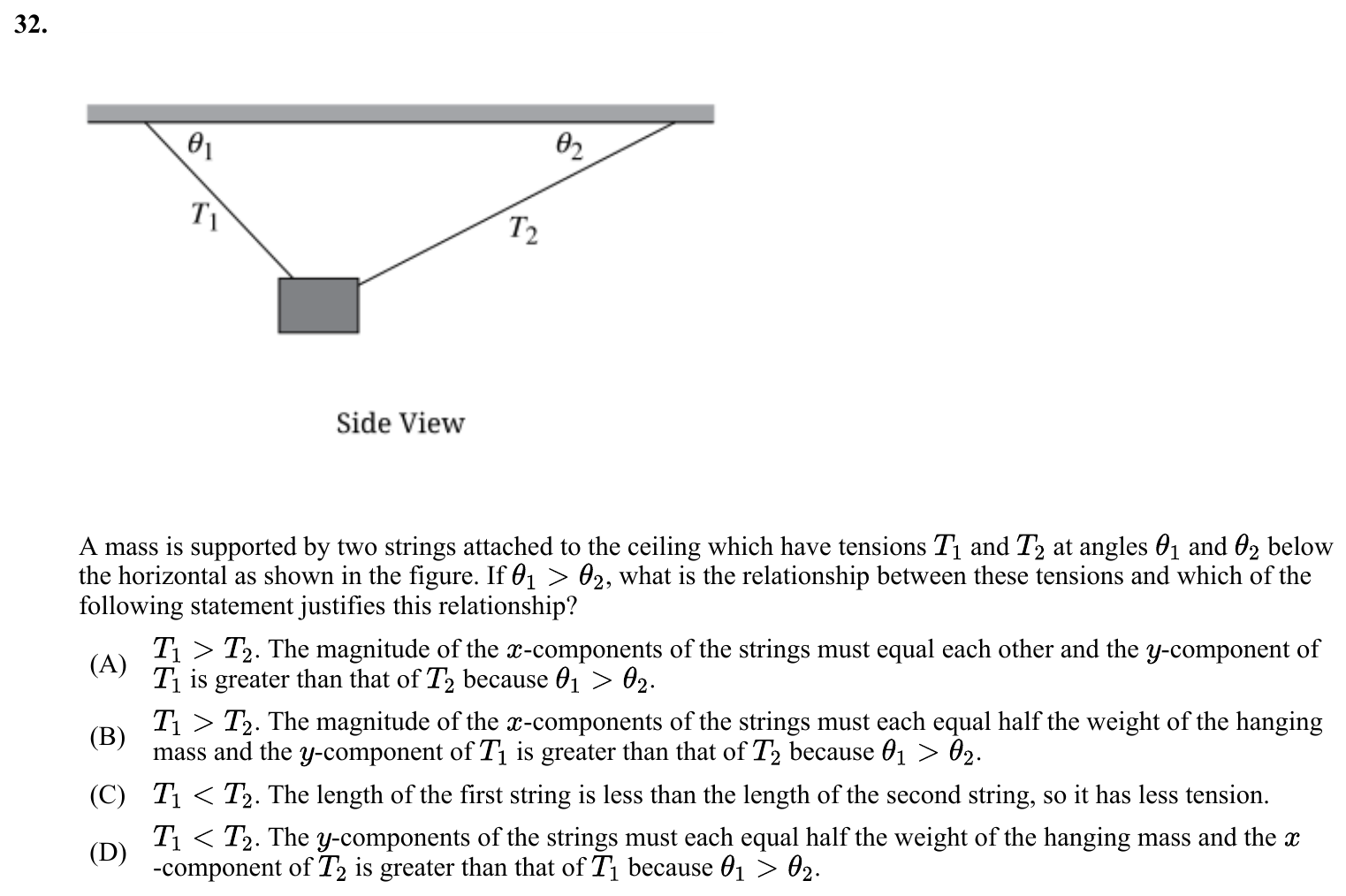 Question 32 exact exam item, including figure and choices
