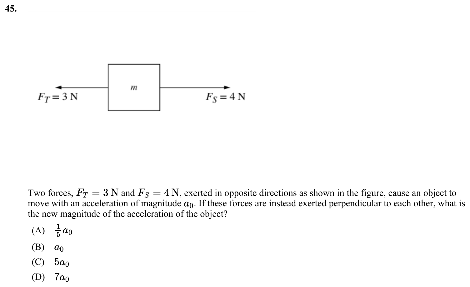 Question 45 exact exam item, including figure and choices