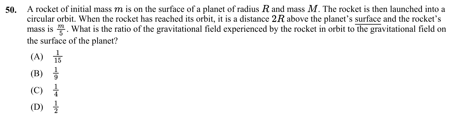 Question 50 exact exam item, including figure and choices