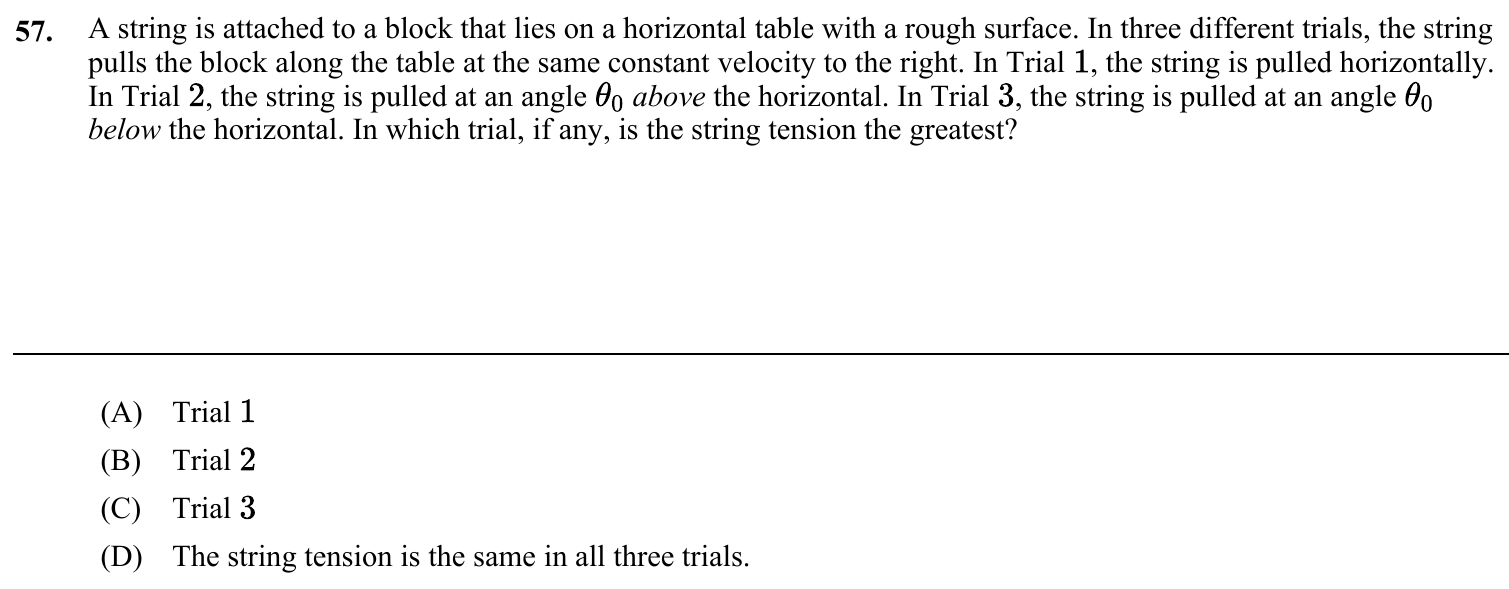 Question 57 exact exam item, including figure and choices