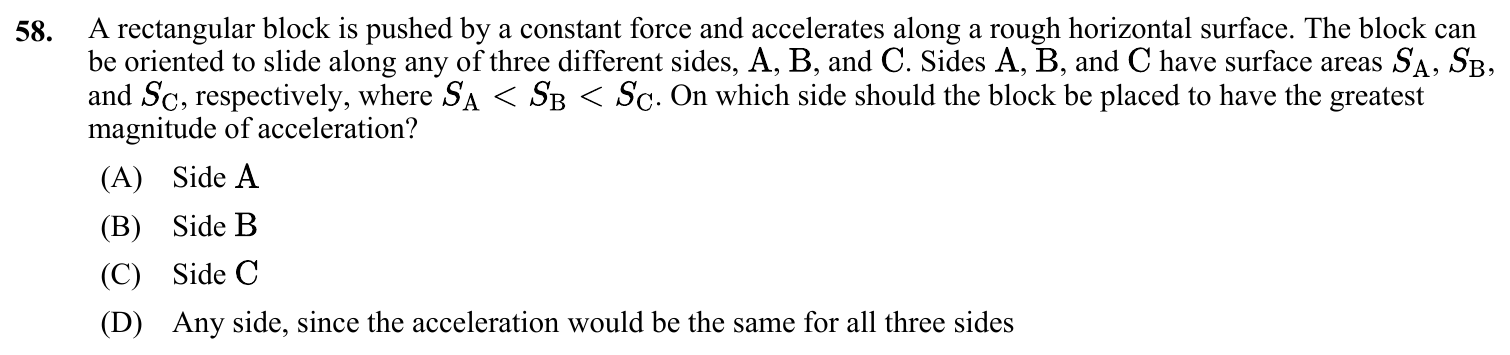 Question 58 exact exam item, including figure and choices