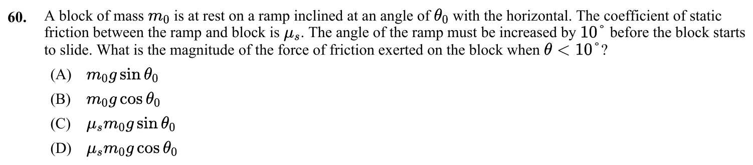 Question 60 exact exam item, including figure and choices