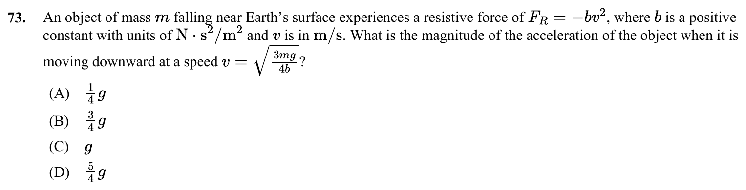Question 73 exact exam item, including figure and choices