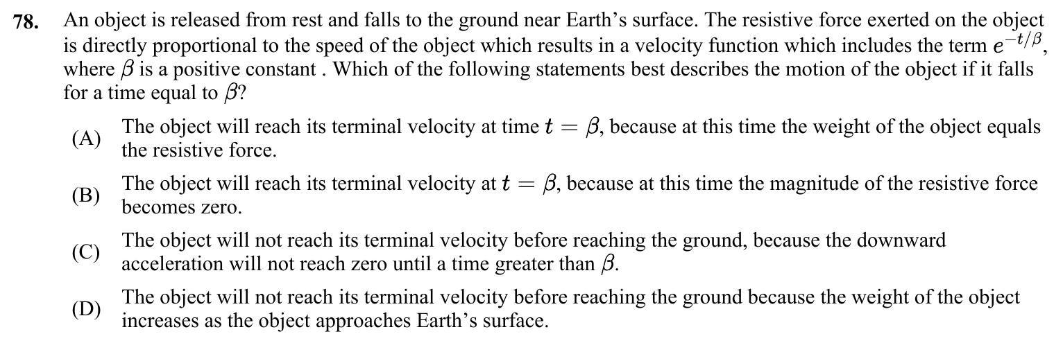 Question 78 exact exam item, including figure and choices