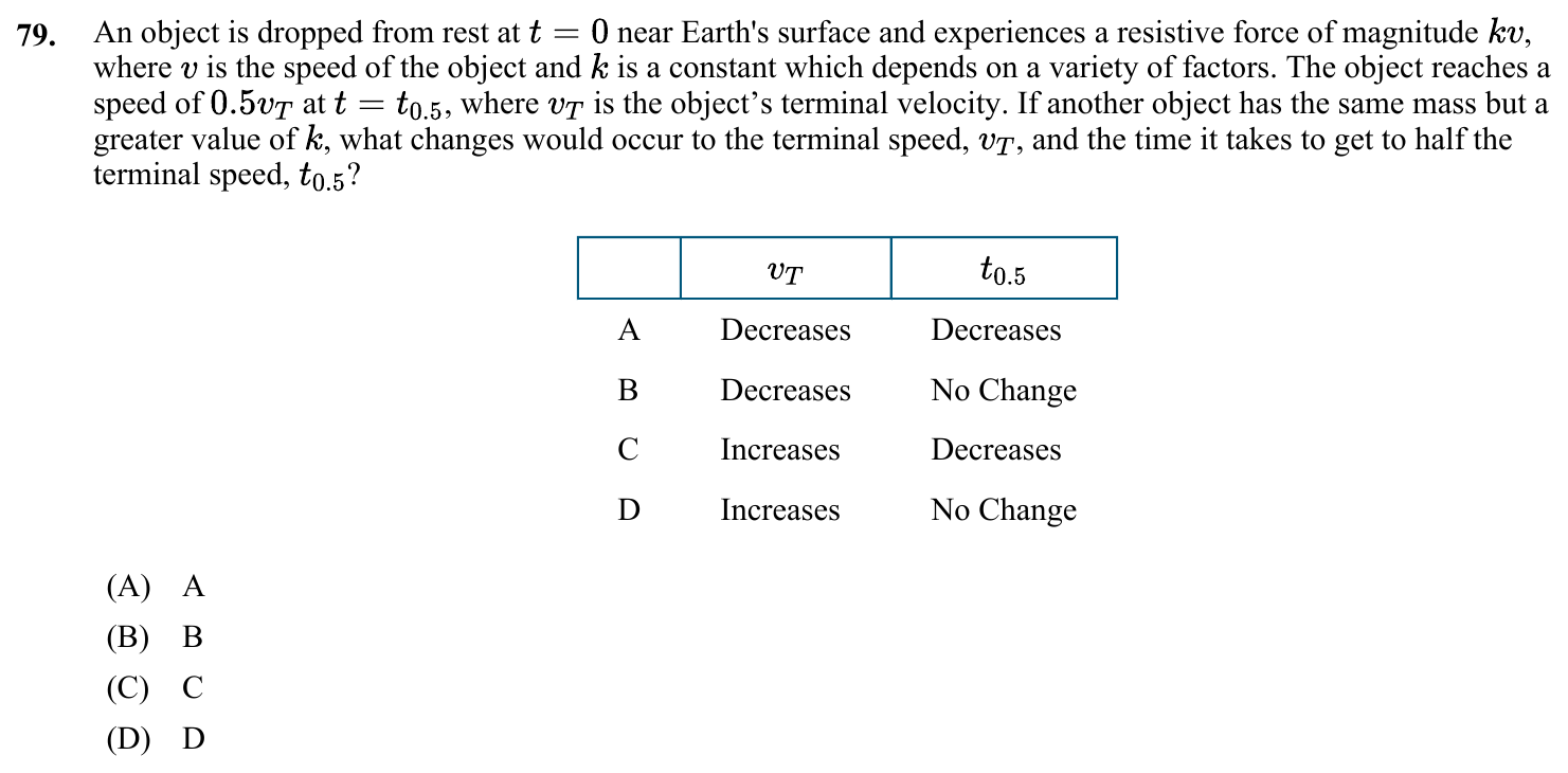 Question 79 exact exam item, including figure and choices
